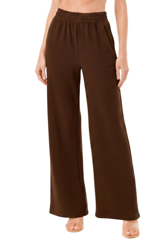 ANT101 Textured Straight Pants – High Waist Structured Fit