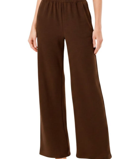 ANT101 Textured Straight Pants – High Waist Structured Fit