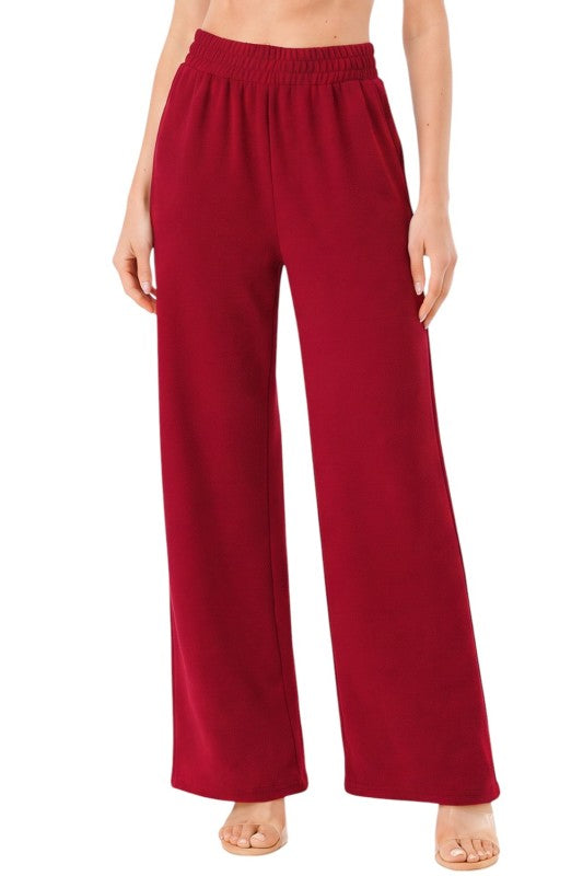 ANT101 Textured Straight Pants – High Waist Structured Fit