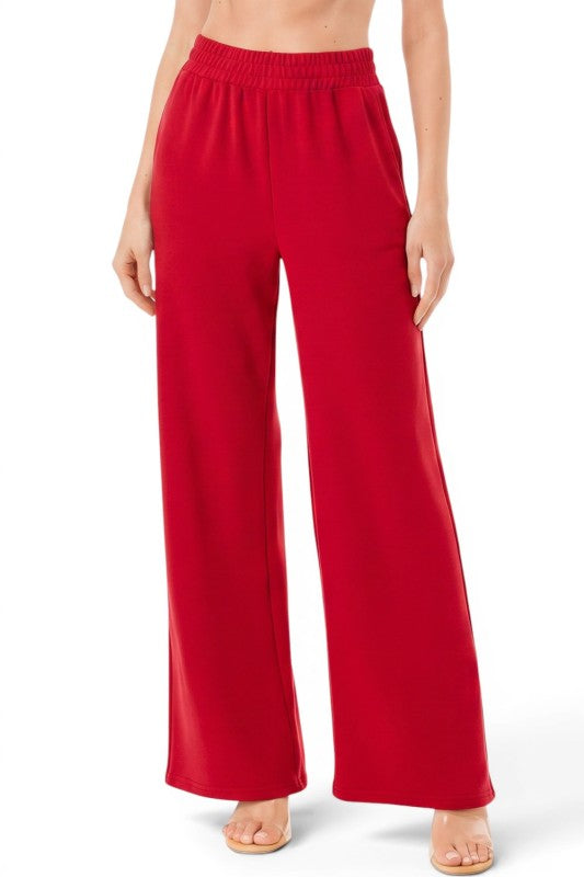 ANT101 Textured Straight Pants – High Waist Structured Fit