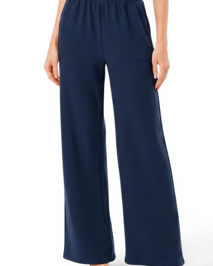 ANT101 Textured Straight Pants – High Waist Structured Fit