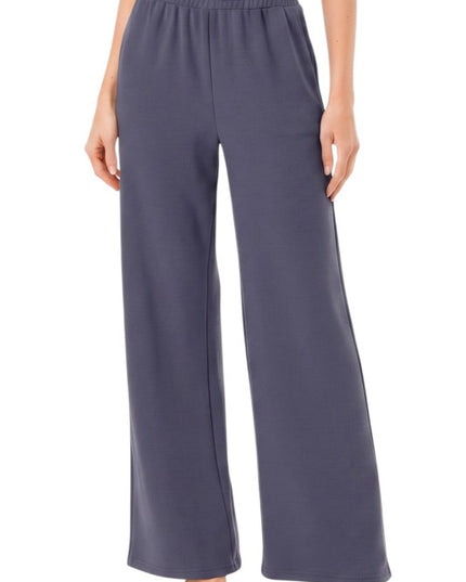 ANT101 Textured Straight Pants – High Waist Structured Fit