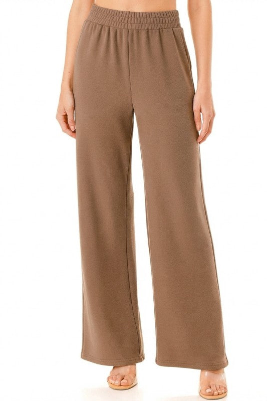 ANT101 Textured Straight Pants – High Waist Structured Fit