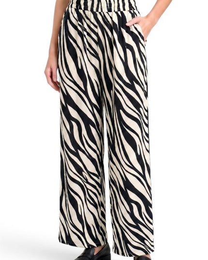 LELIS-14 Zebra Print Wide Leg Pants – Bold Statement Style