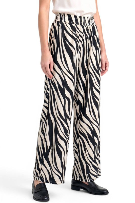 LELIS-14 Zebra Print Wide Leg Pants – Bold Statement Style