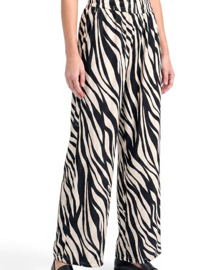 LELIS-14 Zebra Print Wide Leg Pants – Bold Statement Style