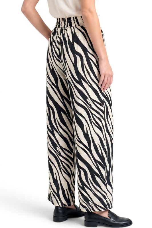 LELIS-14 Zebra Print Wide Leg Pants – Bold Statement Style