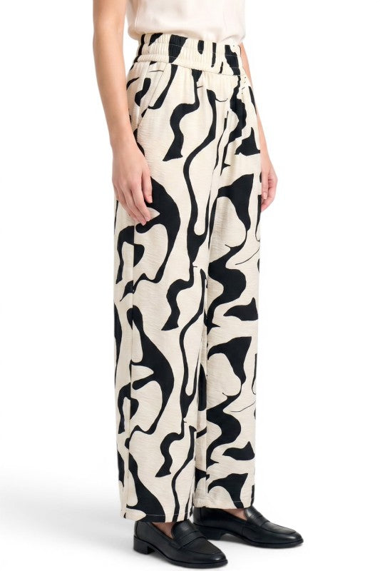 LELIS-15 Abstract Wide Leg Pants – Modern Chic Style