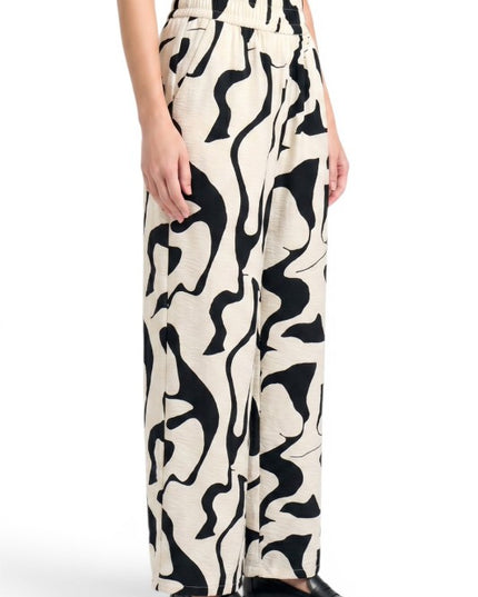 LELIS-15 Abstract Wide Leg Pants – Modern Chic Style