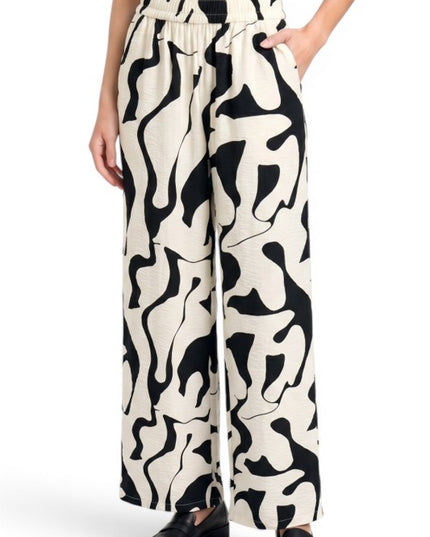 LELIS-15 Abstract Wide Leg Pants – Modern Chic Style