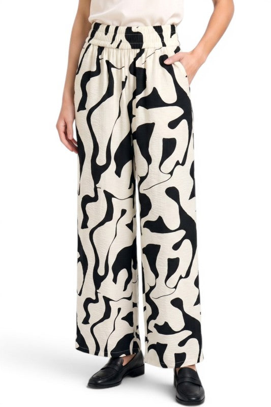 LELIS-15 Abstract Wide Leg Pants – Modern Chic Style