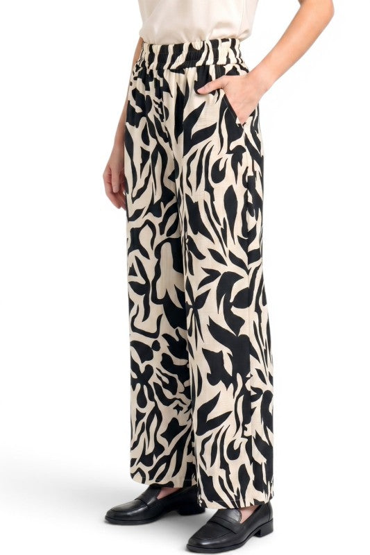 LELIS-16 Unique Print Wide Leg Pants – Modern Chic Style