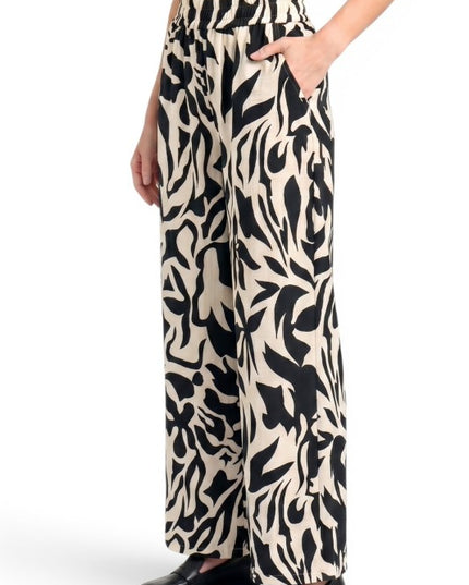 LELIS-16 Unique Print Wide Leg Pants – Modern Chic Style