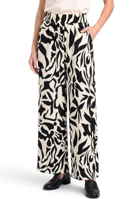 LELIS-16 Unique Print Wide Leg Pants – Modern Chic Style