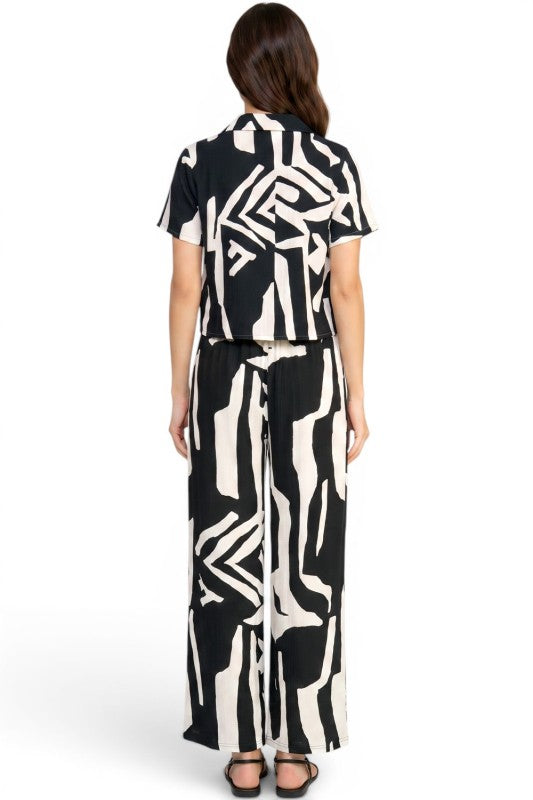 LELIS-801SET Unique Print Pant Set – Button Down Top Style