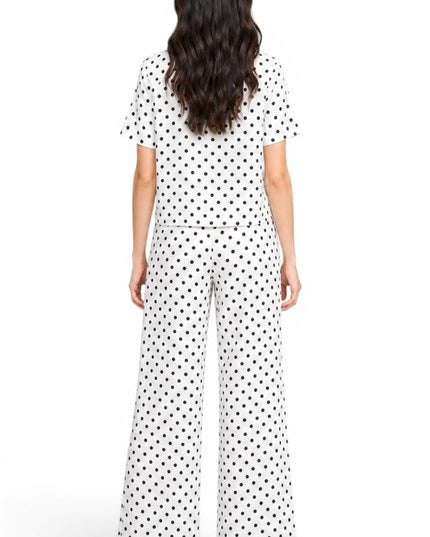 LELIS-901SET Polka Dot Print – Button-Down & Wide Leg Set