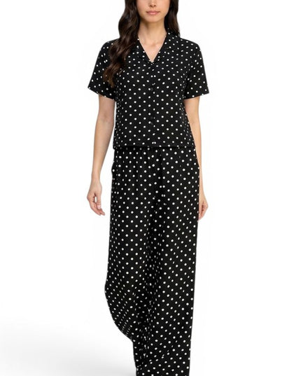 LELIS-901SET Polka Dot Print – Button-Down & Wide Leg Set