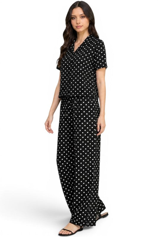 LELIS-901SET Polka Dot 2 Piece Set – Wide Leg Pant Comfort