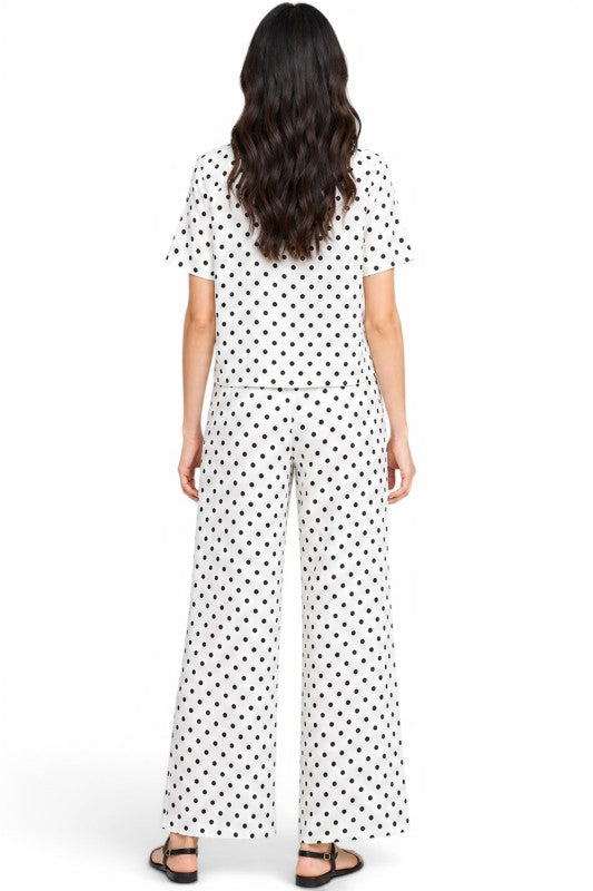 LELIS-901SET Polka Dot 2 Piece Set – Wide Leg Pant Comfort