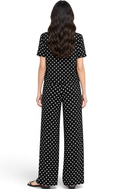 LELIS-901SET Polka Dot 2 Piece Set – Wide Leg Pant Comfort