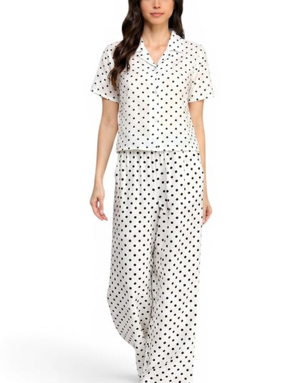 LELIS-901SET Polka Dot Print – Button-Down & Wide Leg Set