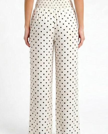RPP07 Polka Dot Wide Leg Pants – Smocked Waist Fit