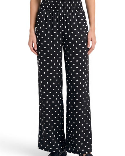 RPP07 Polka Dot Wide Leg Pants – Smocked Waist Fit
