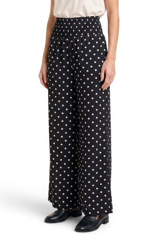 RPP07 Polka Dot Wide Leg Pants – Smocked Waist Fit
