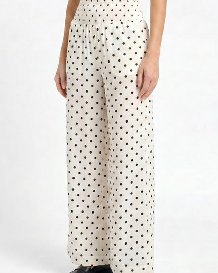 RPP07 Polka Dot Wide Leg Pants – Smocked Waist Fit