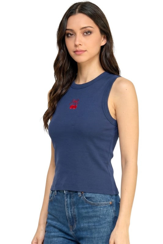 NT302 Cherry Embroidered Tank Top – Cute Everyday Style