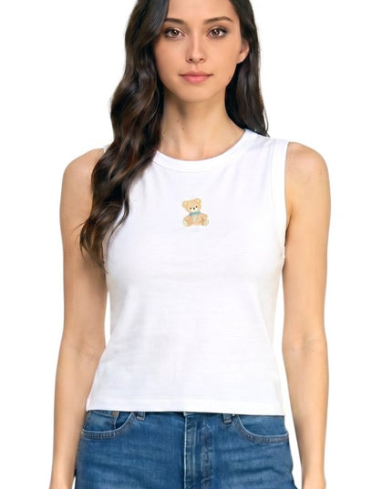 NT301 Teddy Bear Detail Tank Top – Sweet Casual Look