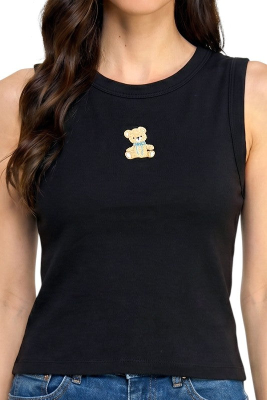 NT301 Teddy Bear Detail Tank Top – Sweet Casual Look