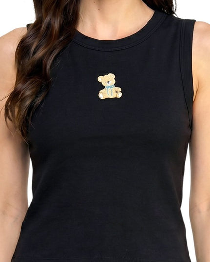 NT301 Teddy Bear Detail Tank Top – Sweet Casual Look