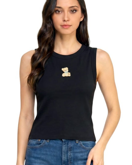 NT301 Teddy Bear Detail Tank Top – Sweet Casual Look