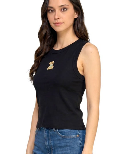 NT301 Teddy Bear Detail Tank Top – Sweet Casual Look