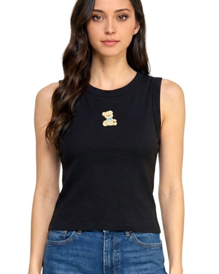 NT301 Teddy Bear Detail Tank Top – Sweet Casual Look