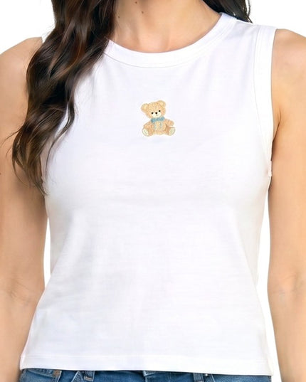 NT301 Teddy Bear Detail Tank Top – Sweet Casual Look