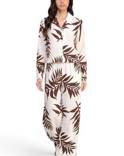 LELIS-202SET Printed Wide Leg Pant Set – Modern Chic Style