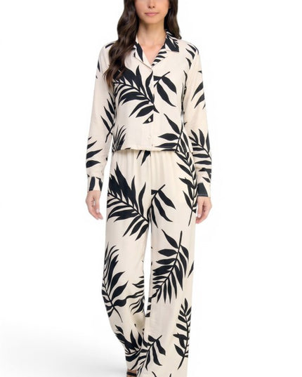 LELIS-202SET Printed Wide Leg Pant Set – Modern Chic Style