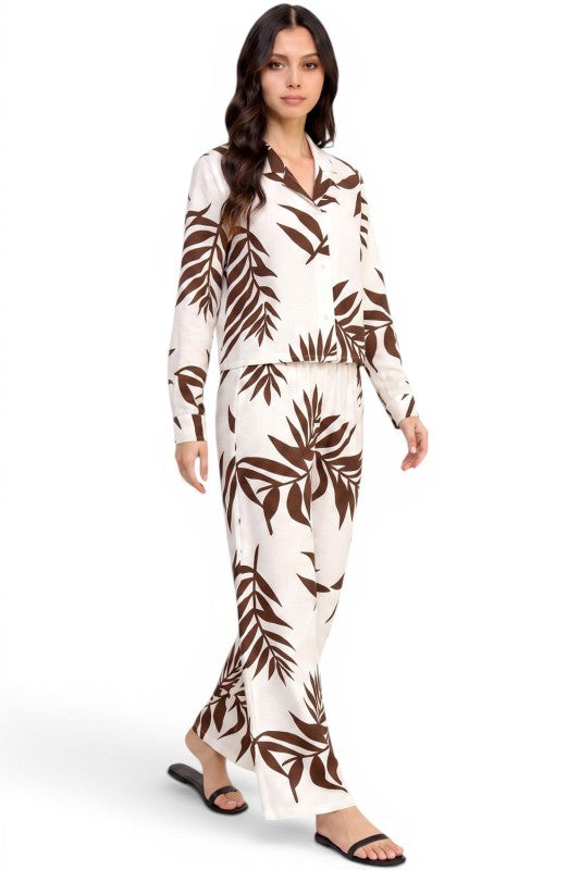 LELIS-202SET Printed Wide Leg Pant Set – Modern Chic Style