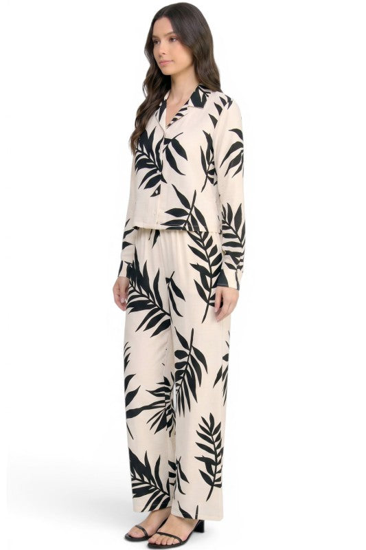 LELIS-202SET Printed Wide Leg Pant Set – Modern Chic Style