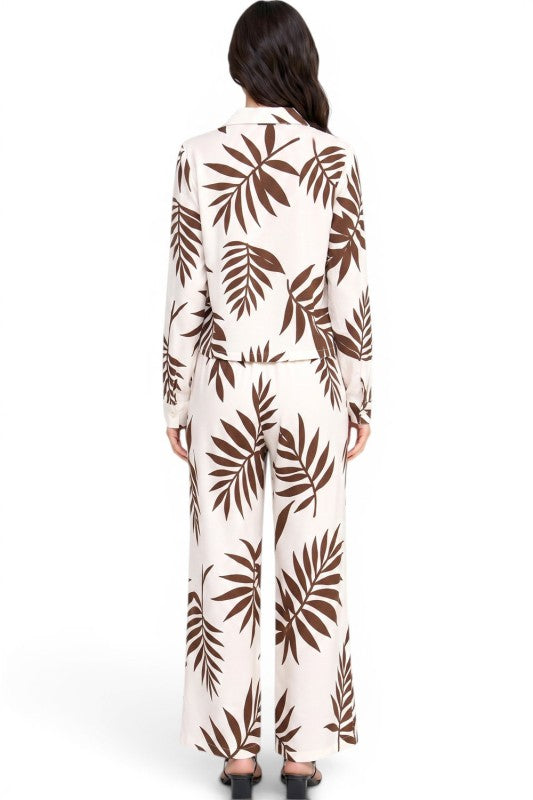 LELIS-202SET Printed Wide Leg Pant Set – Modern Chic Style