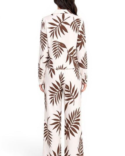LELIS-202SET Printed Wide Leg Pant Set – Modern Chic Style