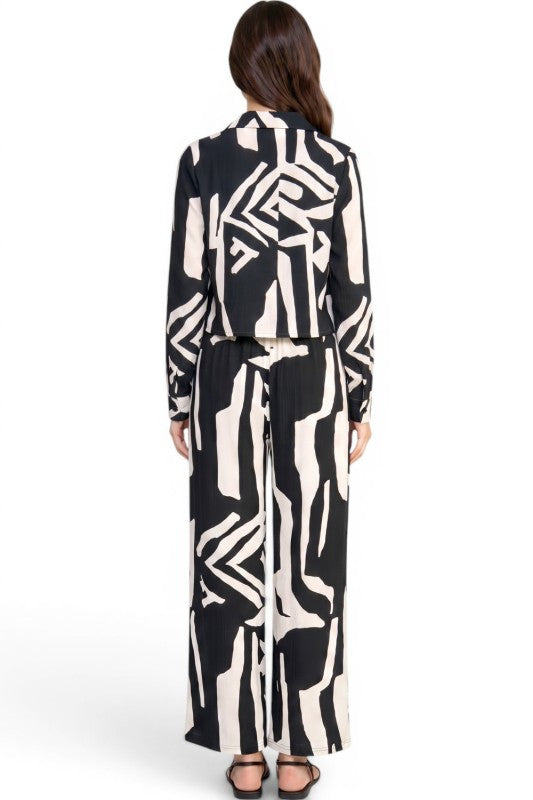 LELIS-802SET Printed Wide Leg Pant Set – Chic Style