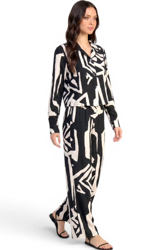 LELIS-802SET Printed Wide Leg Pant Set – Chic Style
