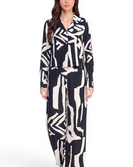 LELIS-802SET Printed Wide Leg Pant Set – Chic Style
