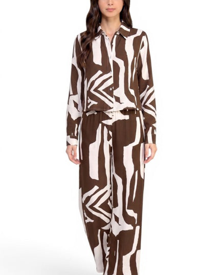 LELIS-802SET Printed Wide Leg Pant Set – Chic Style