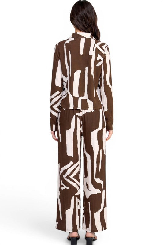 LELIS-802SET Printed Wide Leg Pant Set – Chic Style