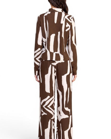 LELIS-802SET Printed Wide Leg Pant Set – Chic Style