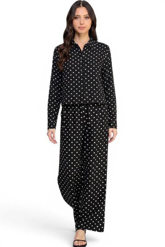 LELIS-902SET Printed Button Down Pant Set – Chic Style